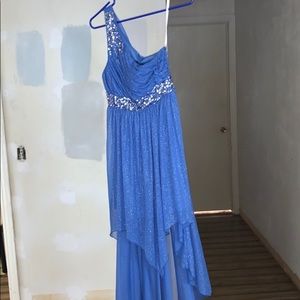 Blue One-Shoulder Prom Dress